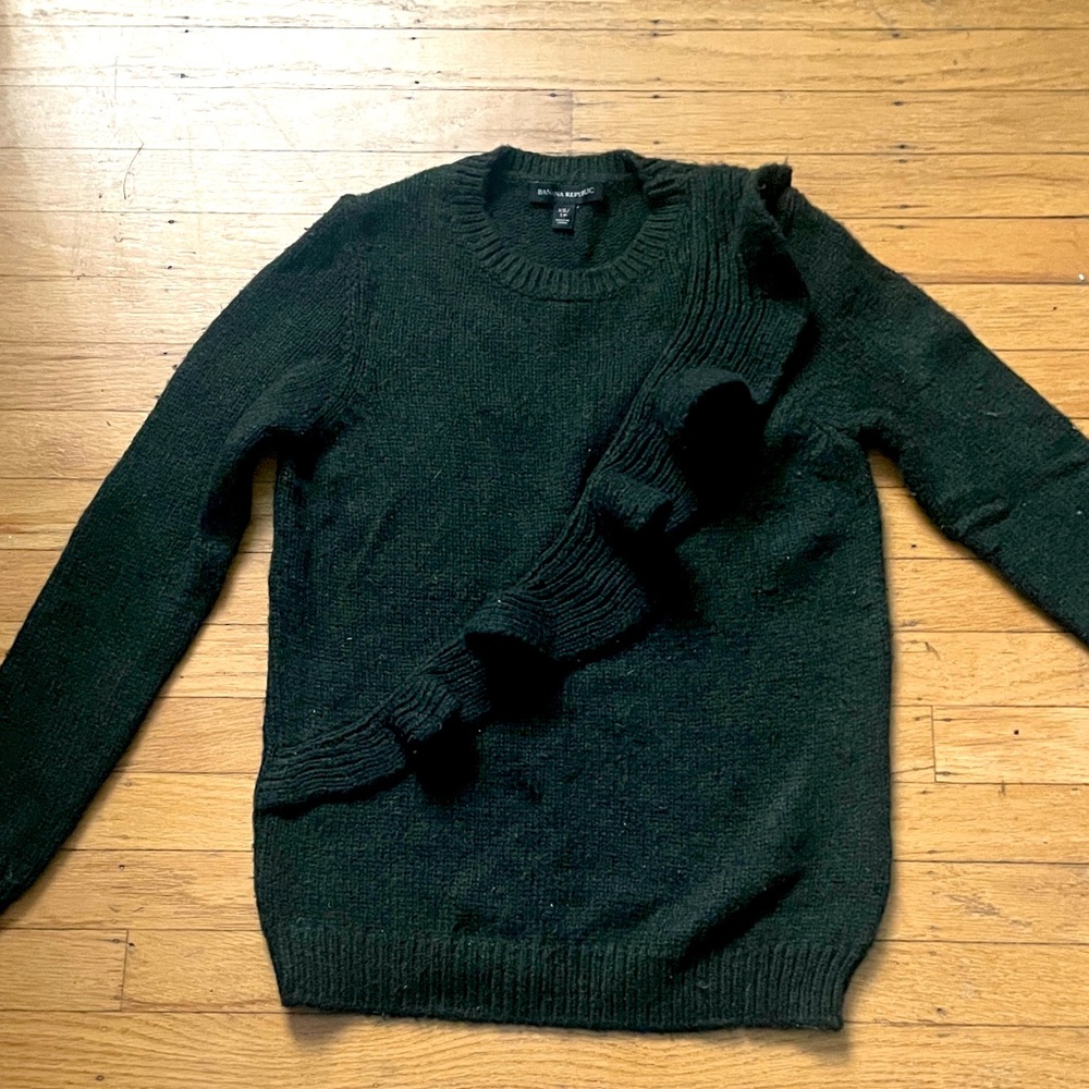 Banana Republic Forest Green Ruffle Sweater